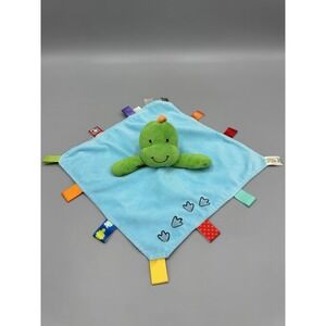 Taggies Dinosaur Lovey Rattle Plush Baby Security Blanket Green Blue